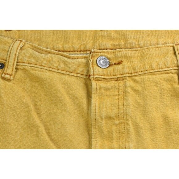 Levi's 501 Men's Jeans Size 42 X 27 Button Fly Denim Mustard Yellow  -Flaws- - Picture 5 of 16